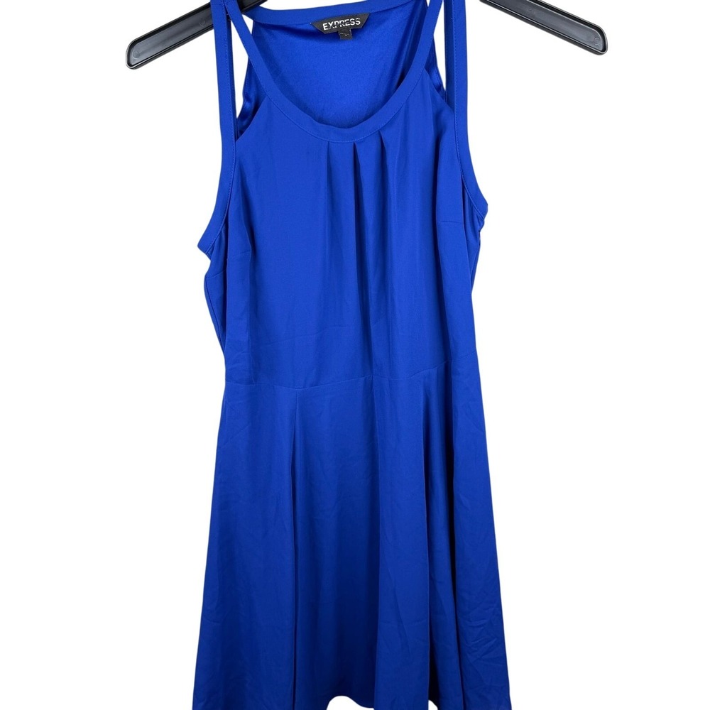 Express Royal Blue‎ Crossover Halter Fit and Flare Party Dress sz 6